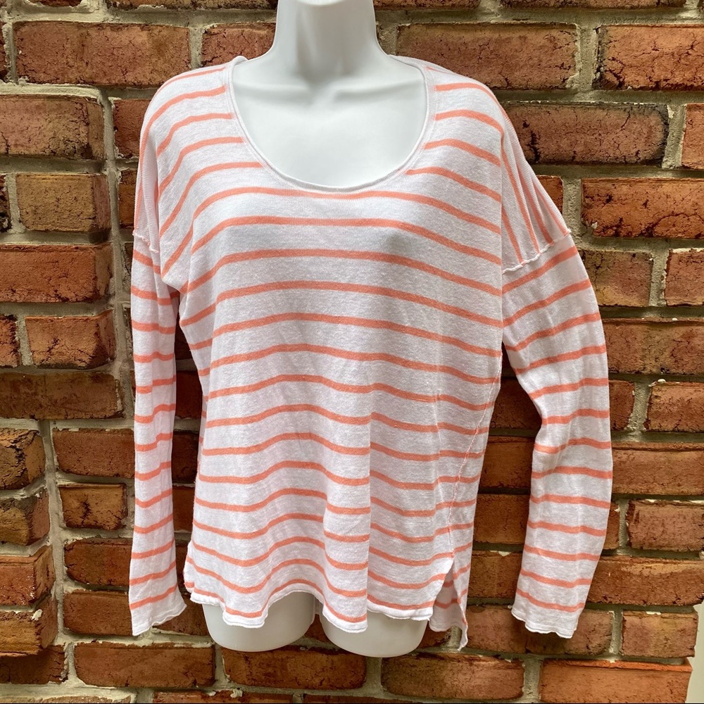 CHASER linen Striped Top Shirt L
